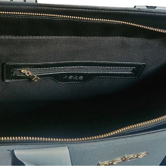 Bebe Gray/Bluel Canvas Tote Bag with Logo Straps - Large Bag with Inner pocket. - Picture 4 of 4